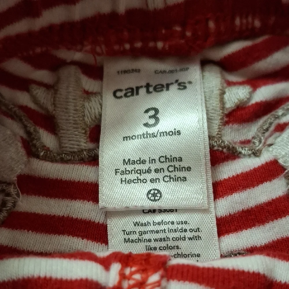 Striped Baby Pants with Reindeer Patch